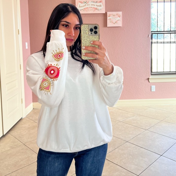 Aztec Pink Evil Eye Sweatshirt - Picture 3 of 3